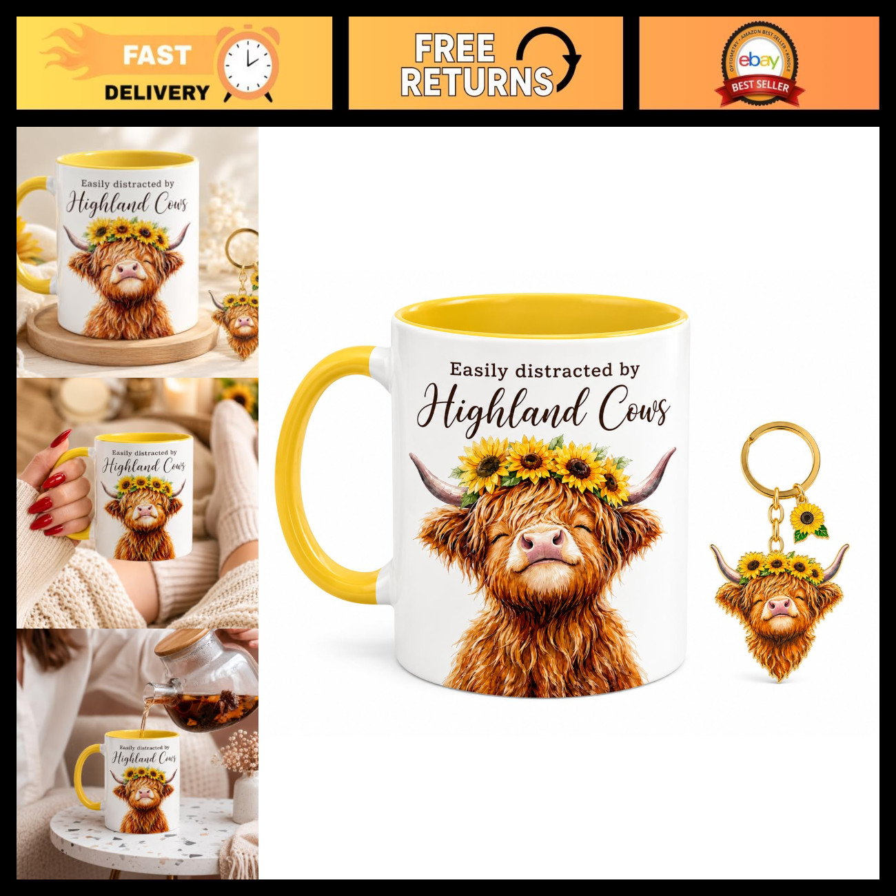 Cute Highland Cow Coffee Mug - Adorable Scottish Cow Gift for Women, Unique Desi Cute Highland Cow Coffee Mug - Adorable Scottish Cow Gift for Women, Unique Desi