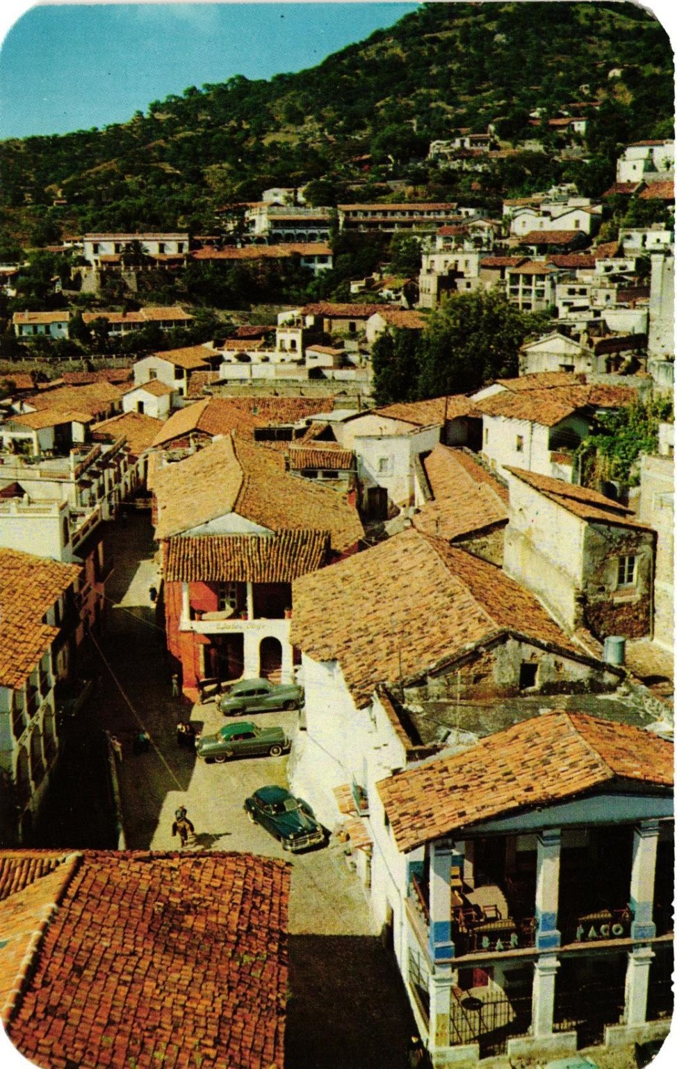 Vintage Taxco Mexico Main Street City View Chrome Postcard Otto Done 1950s Vintage Taxco Mexico Main Street City View Chrome Postcard Otto Done 1950s