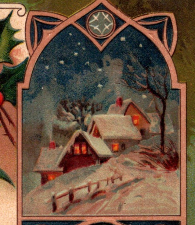 * Antique DB Postcard Christmas Greetings Embossed Snow Scene c1900s Collectible