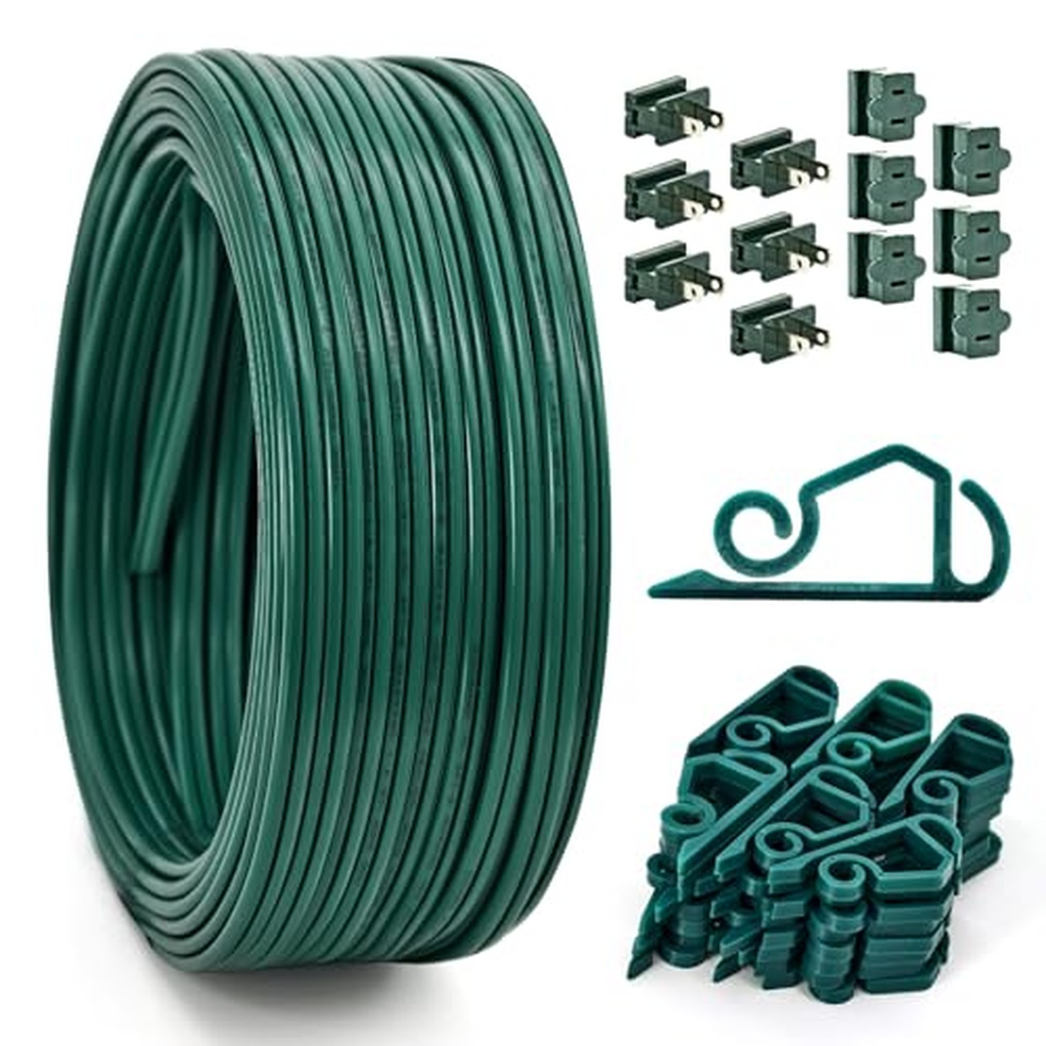 18/2 SPT-2 Christmas Light Wire 100 FT with 12 PCS Vampire Plugs and 80 PCS L...