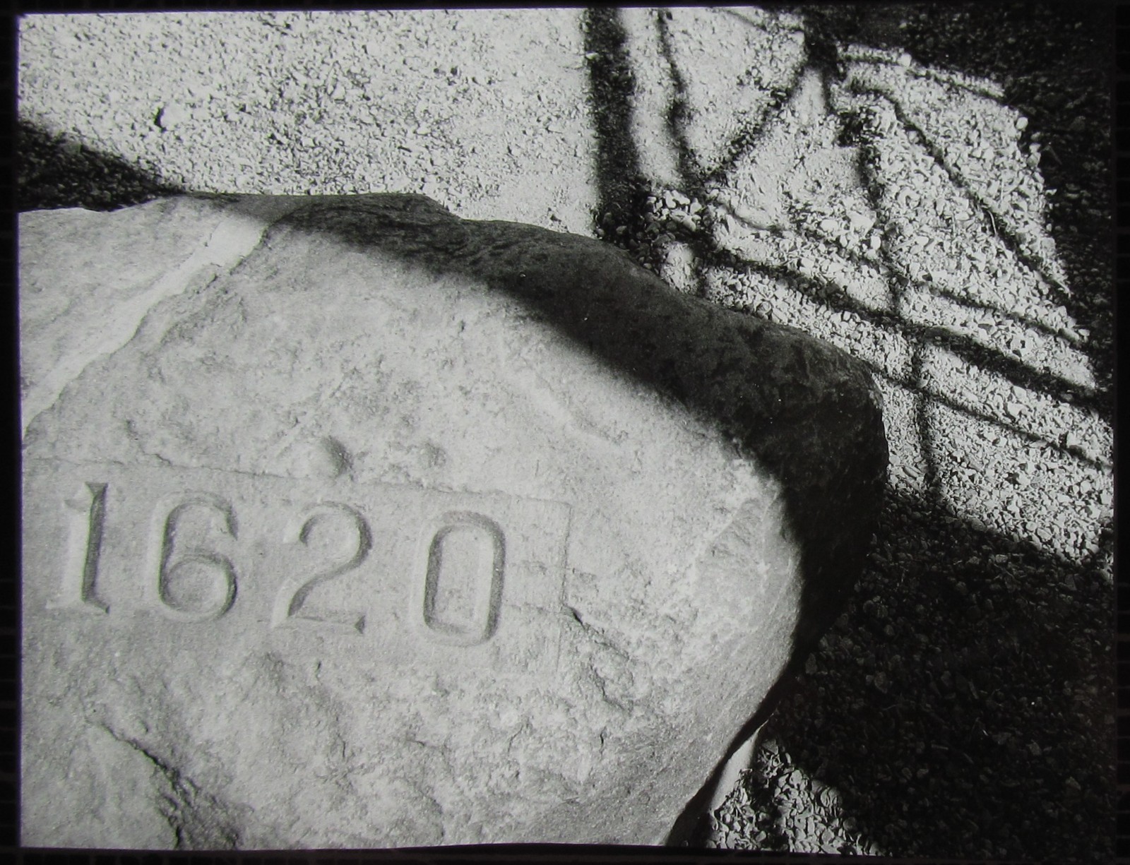 VINTAGE Magic Lantern Slide THE PLYMOUTH ROCK  C1930 PHOTO USA MASSACHUSETTS