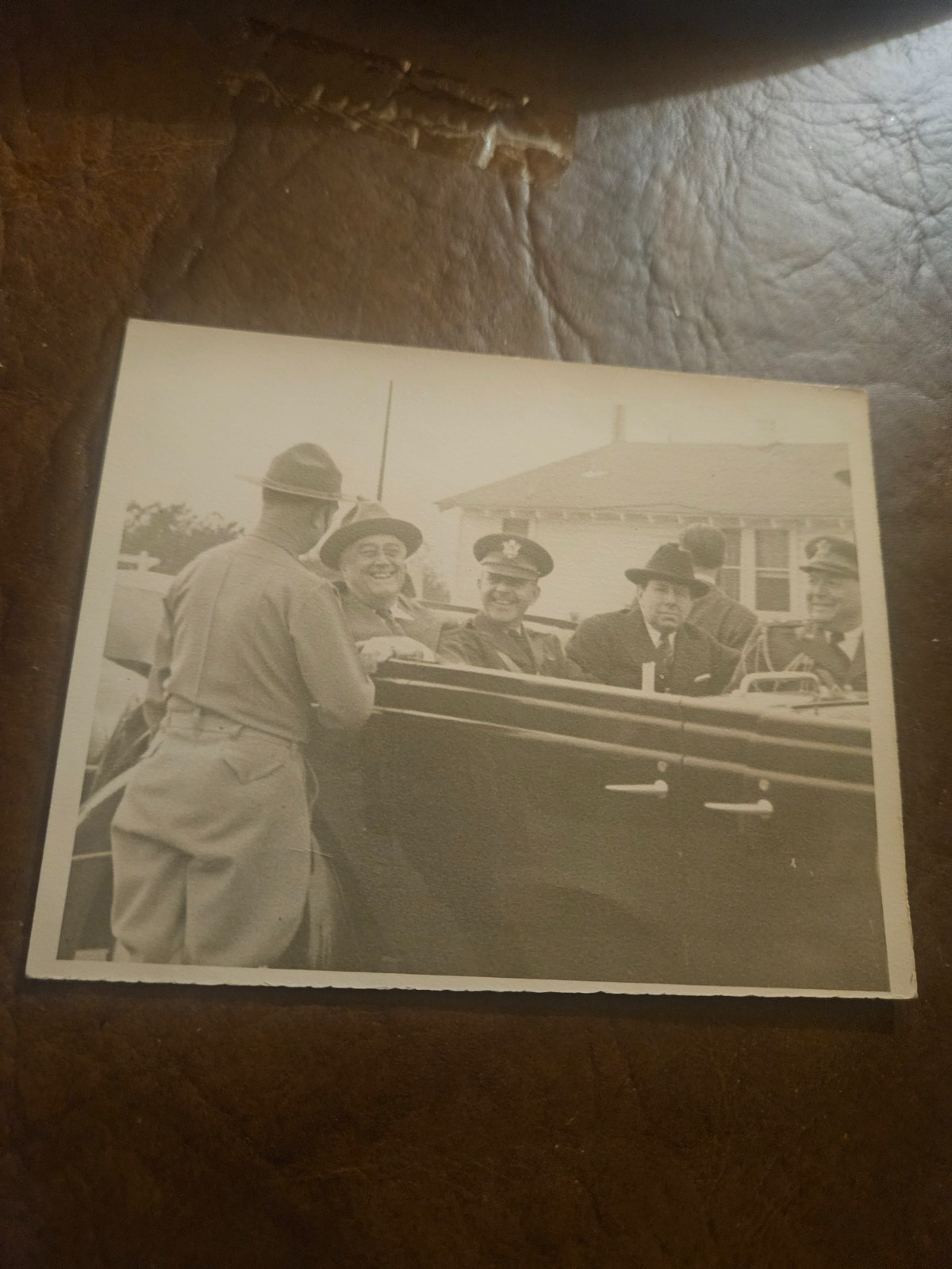 Lot of 2 Original 1941 FDR President Roosevelt Photos Fort Bragg NC Military Sta