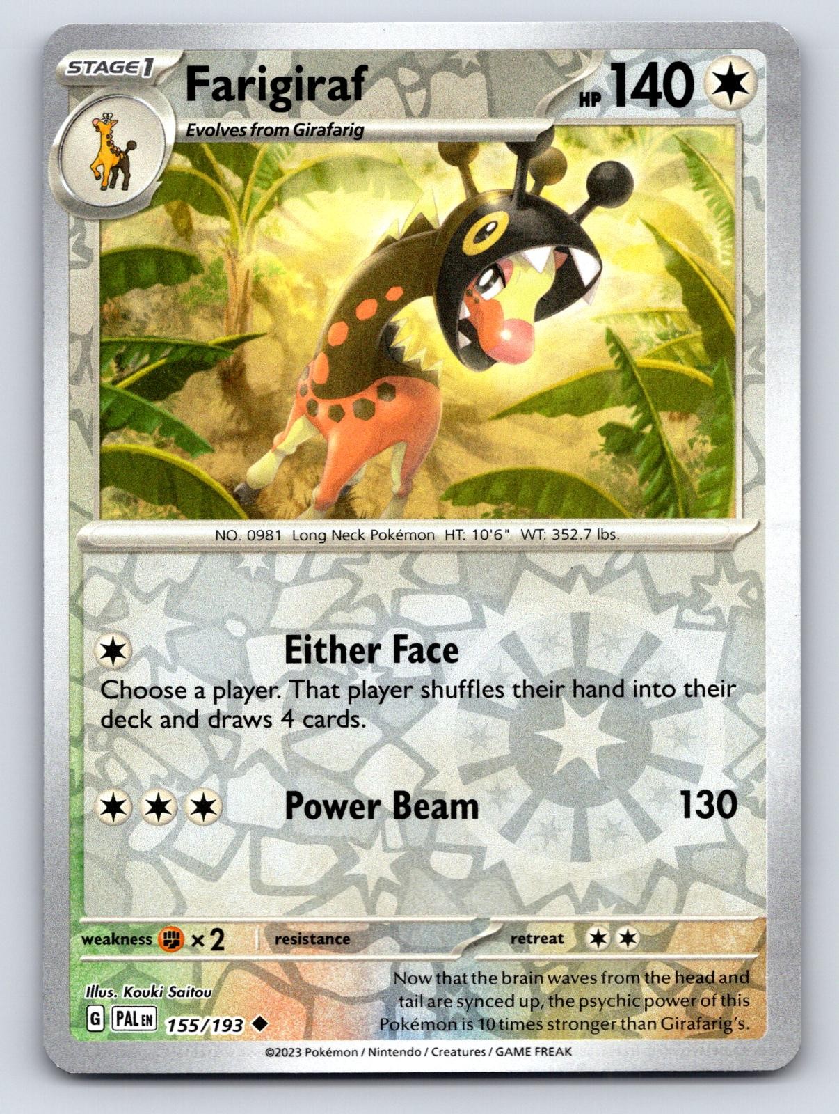 Farigiraf 155/193 Uncommon Paldea Evolved Pokemon Reverse Holo Lightly Played
