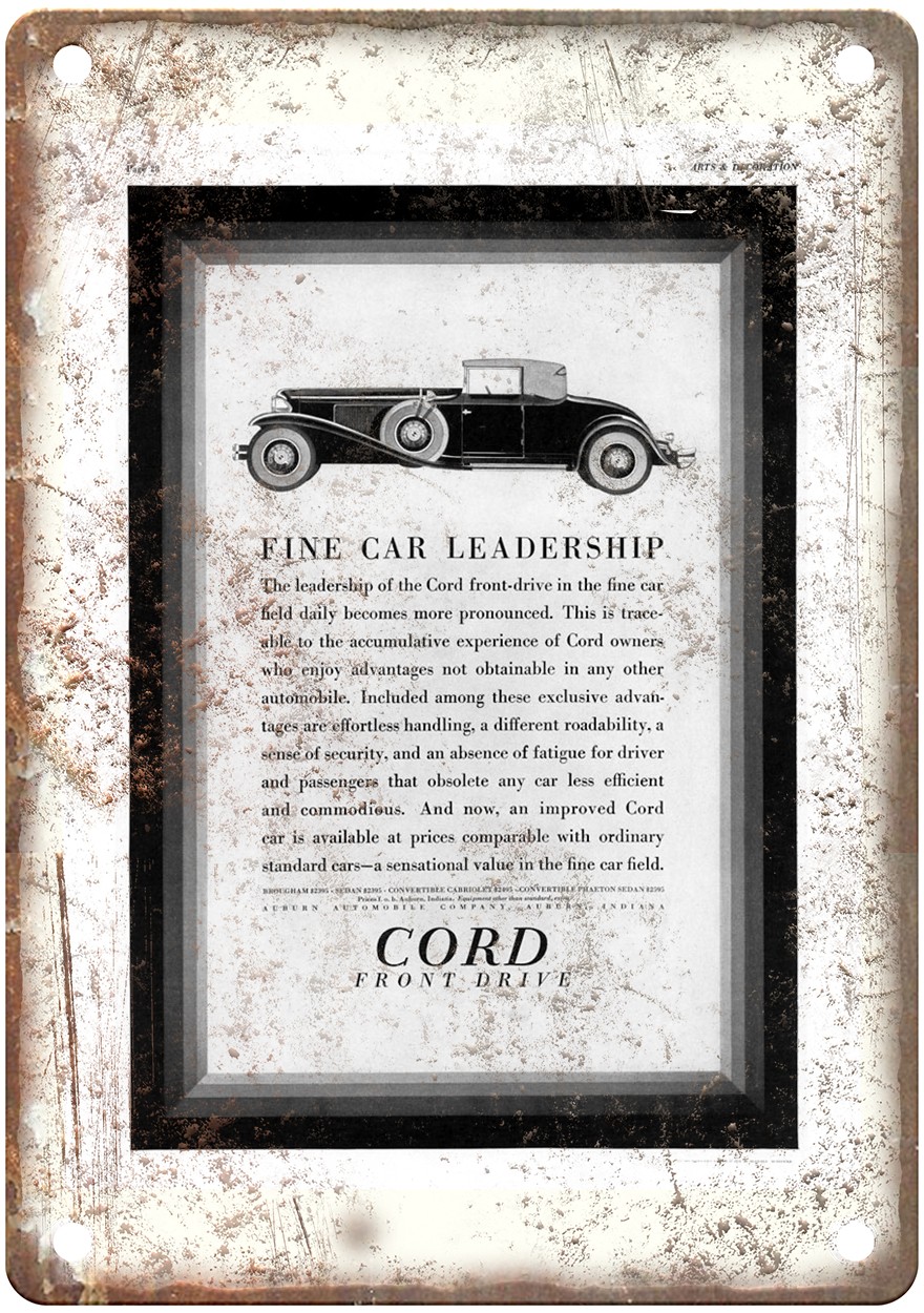1931 Cord Vintage Automobile Ad Retro Look Metal Sign AM8800 1931 Cord Vintage Automobile Ad Retro Look Metal Sign AM8800