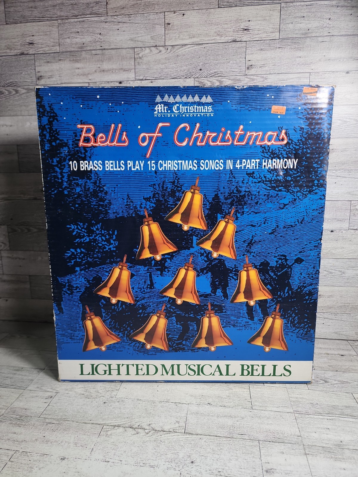 Vintage Mr. Christmas Bells of Christmas Musical Lighted Brass 15 Carols 1990