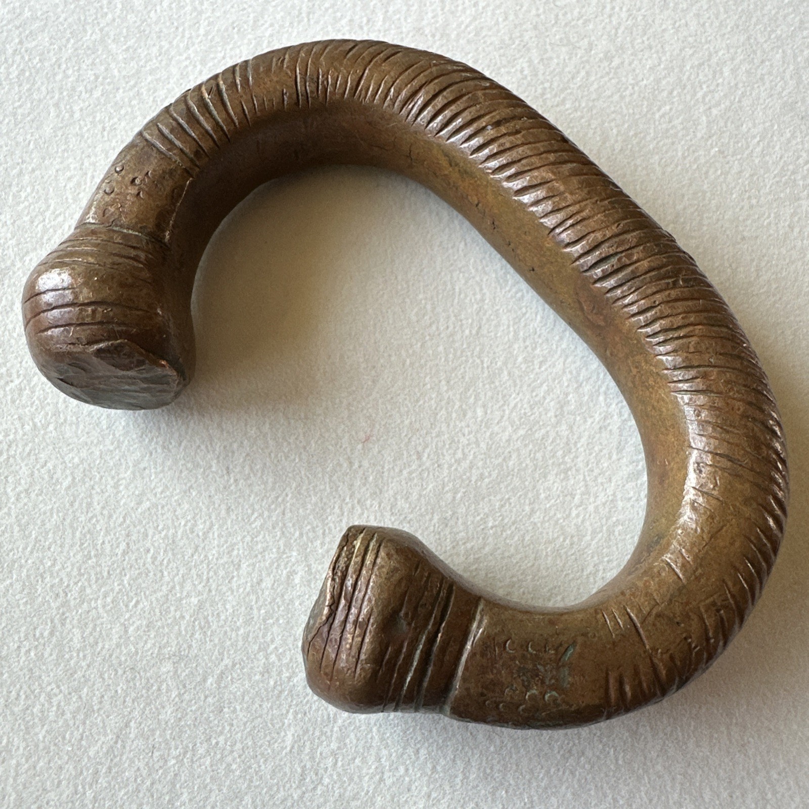 Antique Handmade Manilla African Copper  Bronze Currency Slave Heavy Bracelet