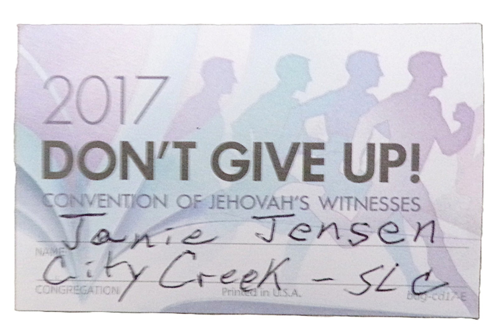 Lapel/Identification Card for the 2017 Convention of Jehovah\'s Witnesses