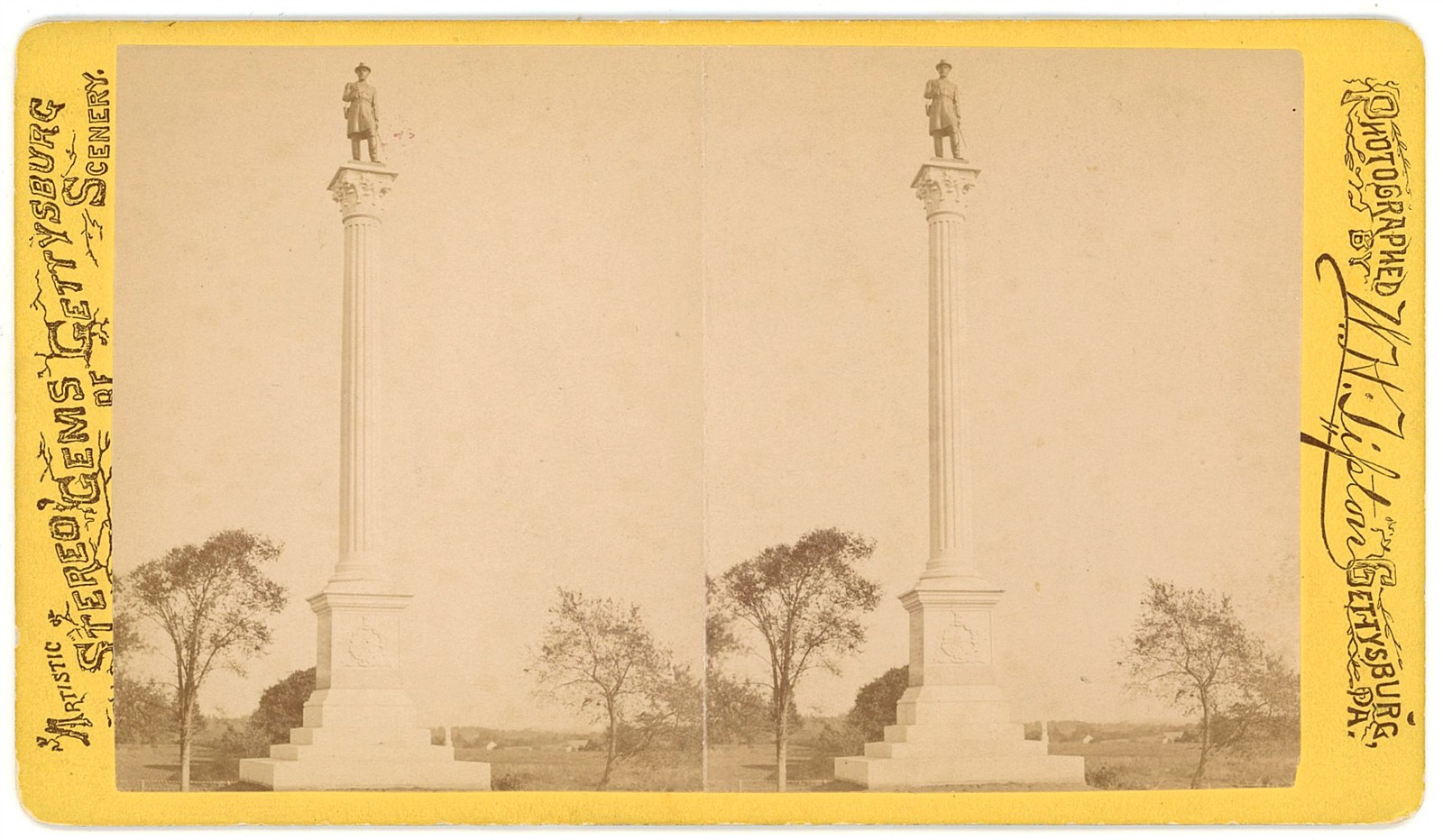 PENNSYLVANIA STEREOVIEW - Gettysburg - Vermont Monument - WH Tipton 1870s