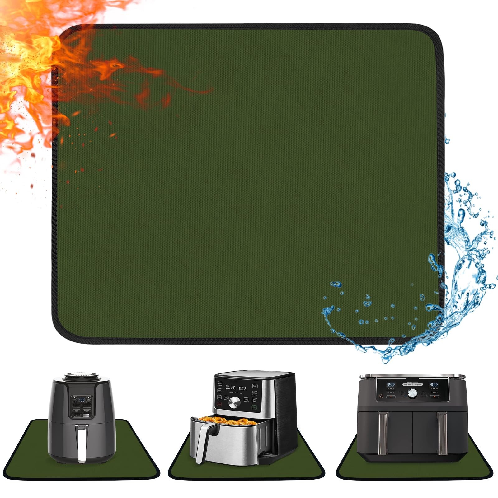 Amerbro Heat Resistant Mats for Air Fryer on Countertop, 20 x 16in, Green