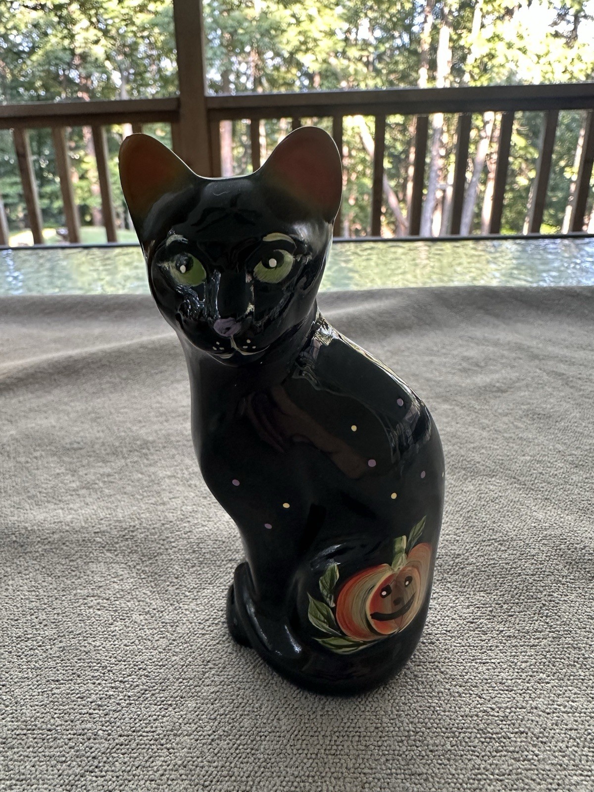 Fenton Limited Edition 5/250 Black Halloween Cat Hand Painted W/box I5065HP1