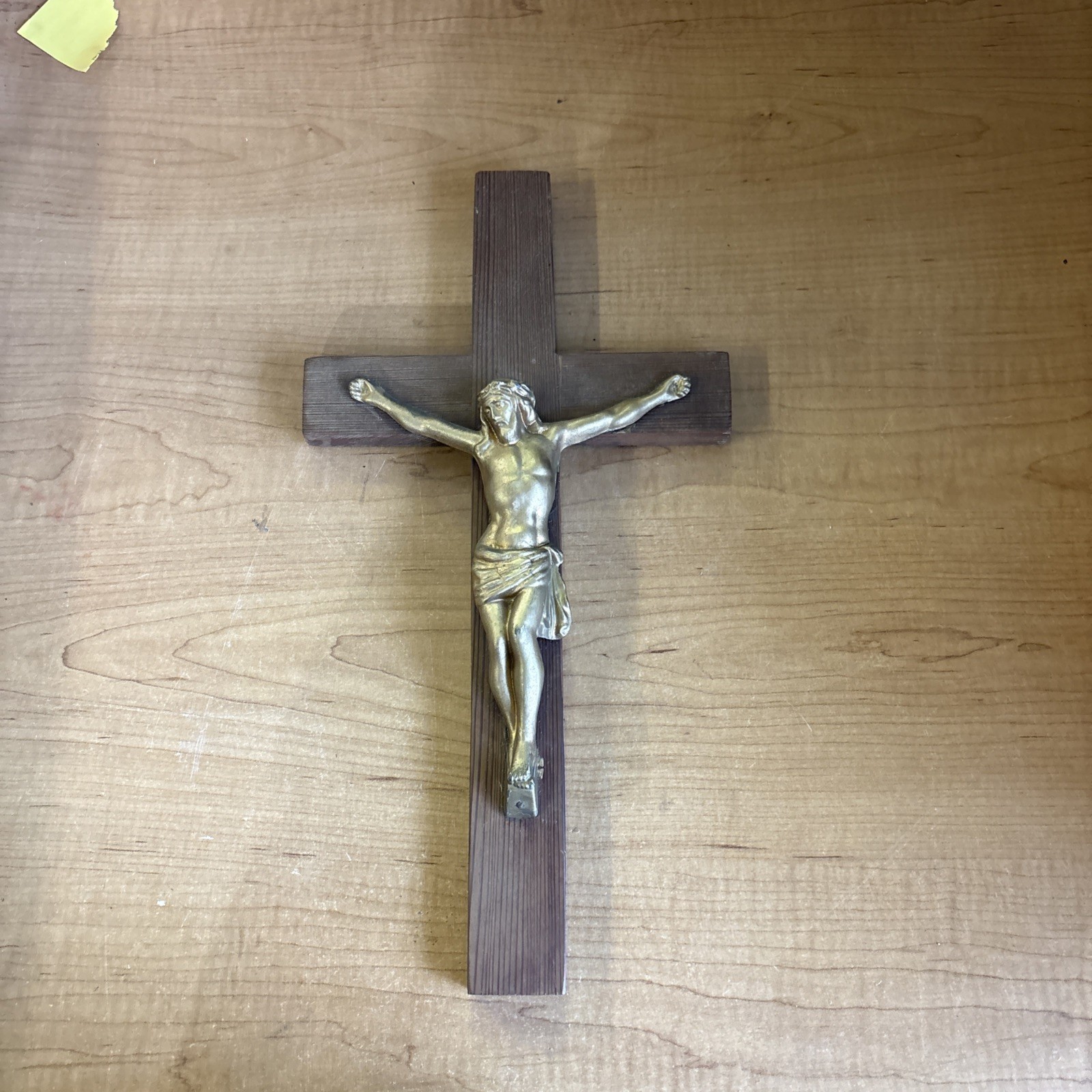 Antique Religious Crucifix INRI Wall Hanging Crucifixion Jesus Wood Cross 17” H