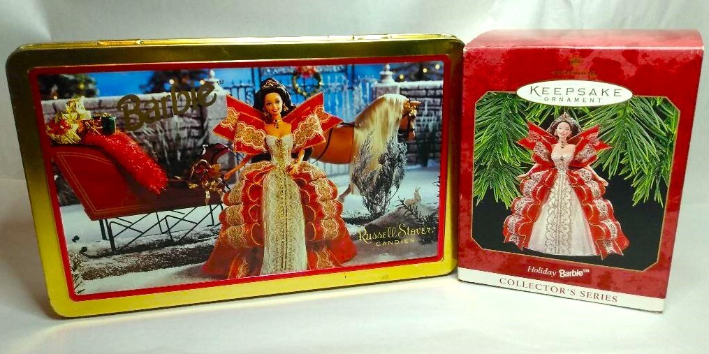 LOT OF 2 : VINTAGE HALLMARK BARBIE ORNAMENT & CANDY TIN (SEALED) - 1997 LOT OF 2 : VINTAGE HALLMARK BARBIE ORNAMENT & CANDY TIN (SEALED) - 1997
