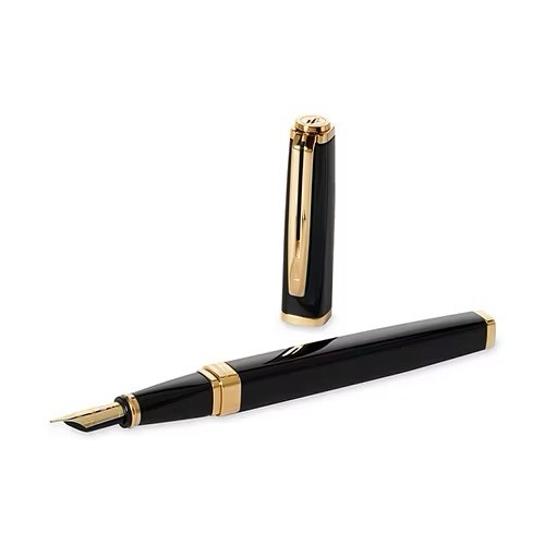 Waterman Exception Black Lacquer & Gold-Plated GT 18K Nib Fountain Pen NOS READ