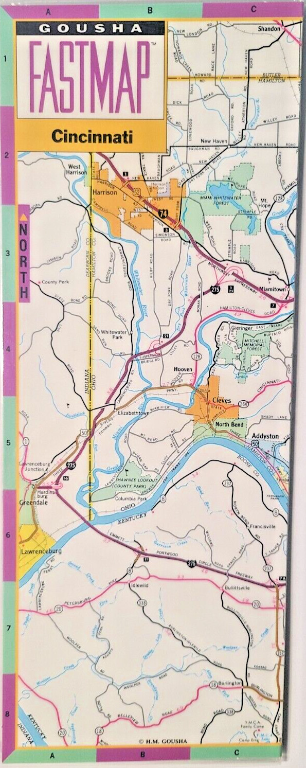 Cincinnati, Ohio - Gousha Laminated Fastmap