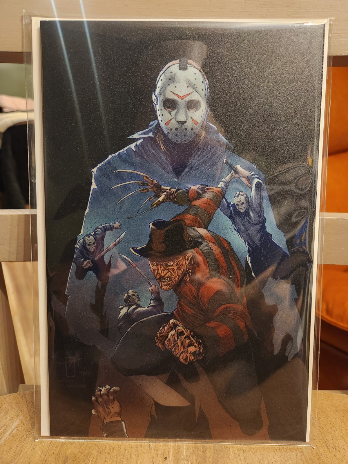 GLOW IN THE DARK FREDDY VS JASON METAL ARTBOOK 3/10 BY JONATHAN URIBE