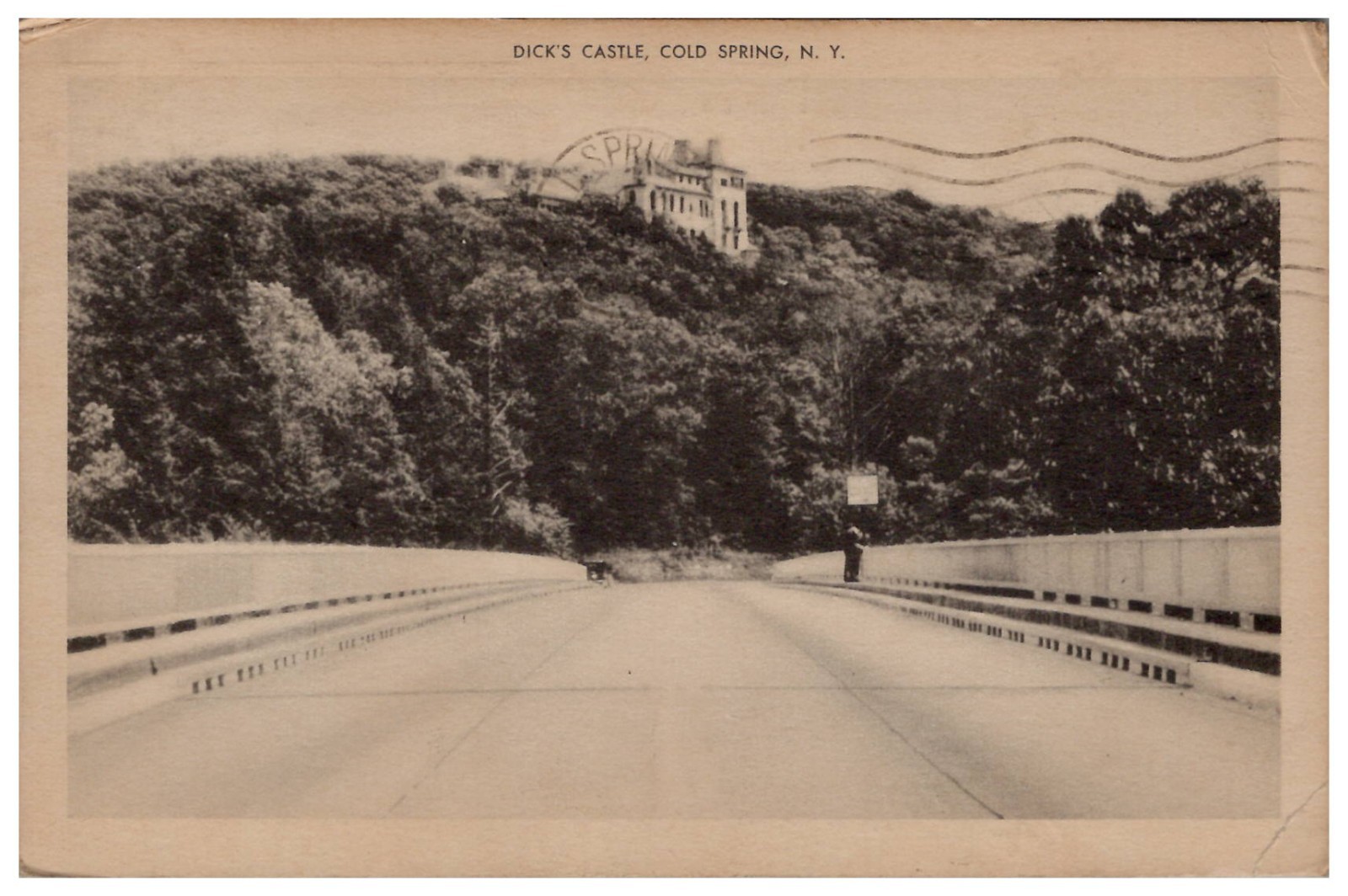 Dick\'s Castle Cold Spring NY View from Bridge Vtg New York Postcard 1943