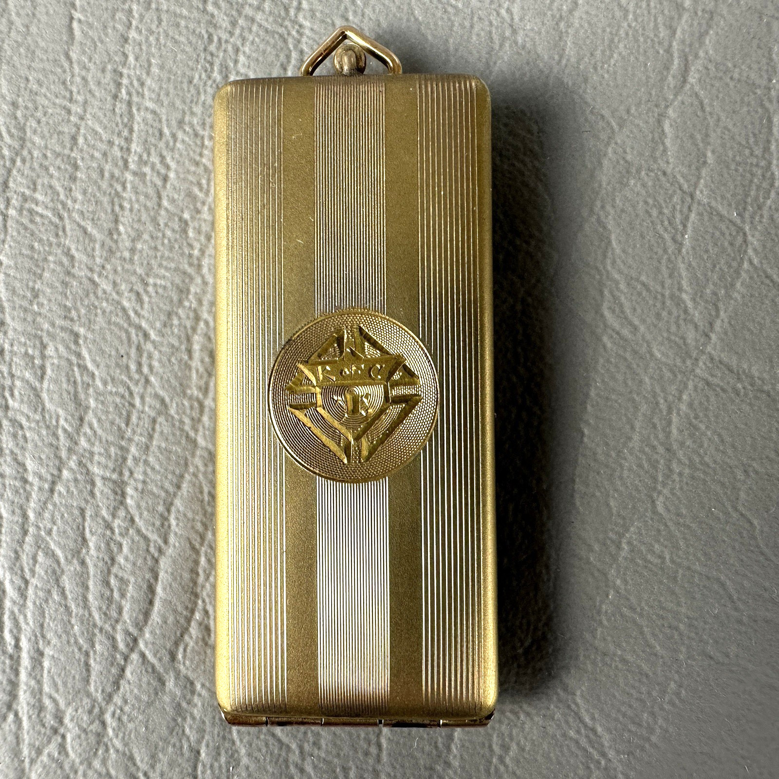 Vintage Knights of Columbus Membership Card Holder Case Gold Tone S&B Co