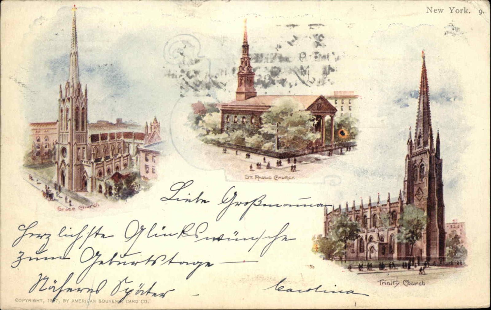 New York City Churches Used 1900 Pioneer Postcard Patriographic #9 Postcard