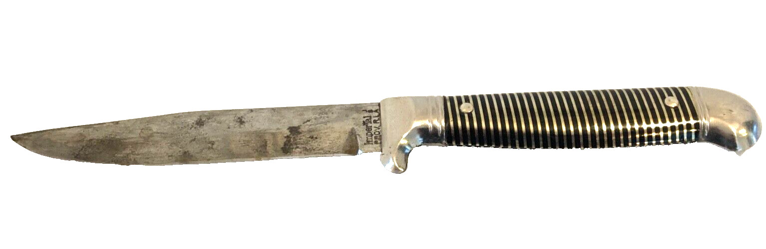 Vintage Imperial Knife PROV. R.I. USA Fixed Plain Edge Blade Stripped Handle