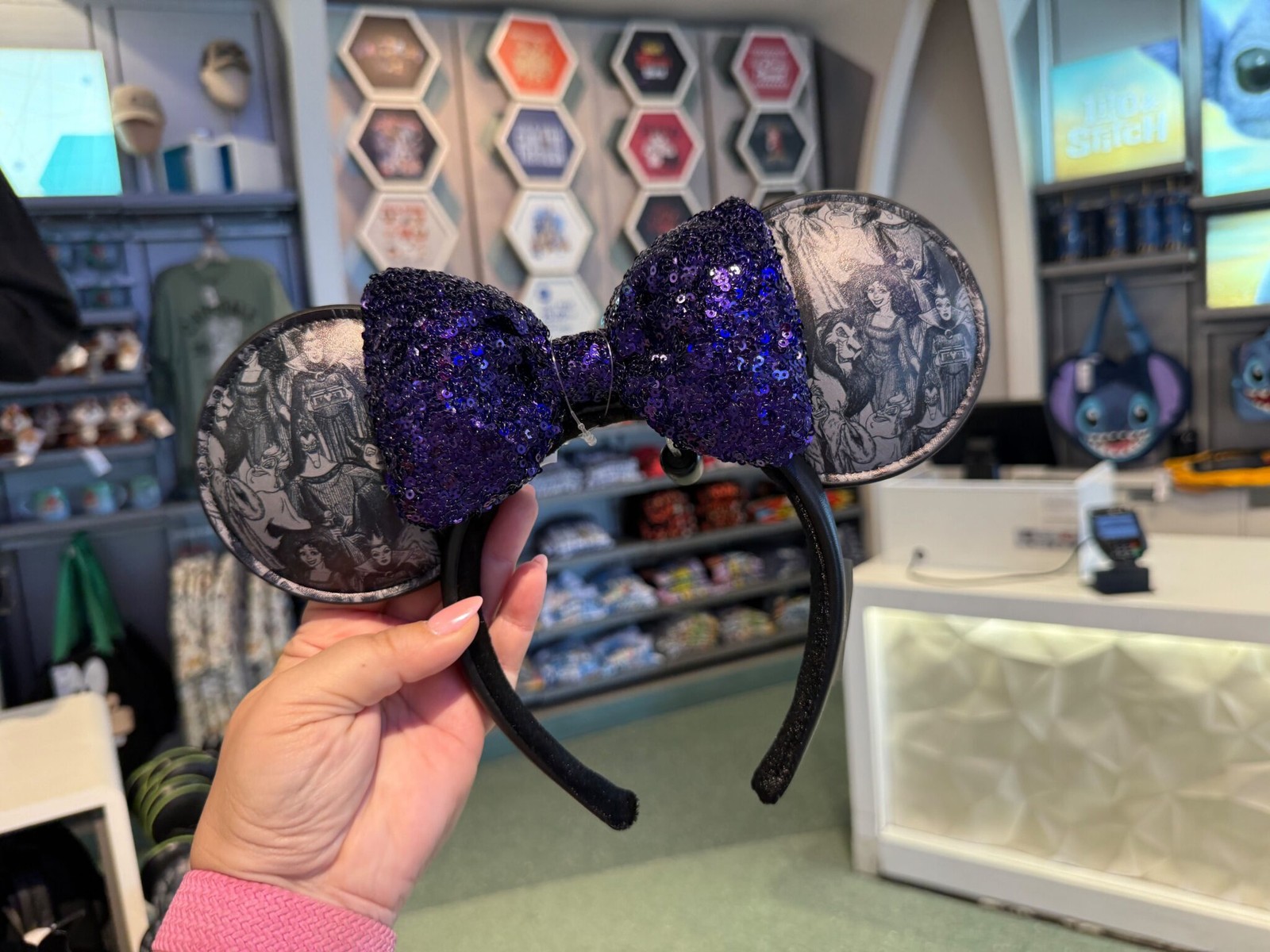 Disney-Parks Villains With Purple Sequin Bow Minnie Mouse Ears Headband 2026
