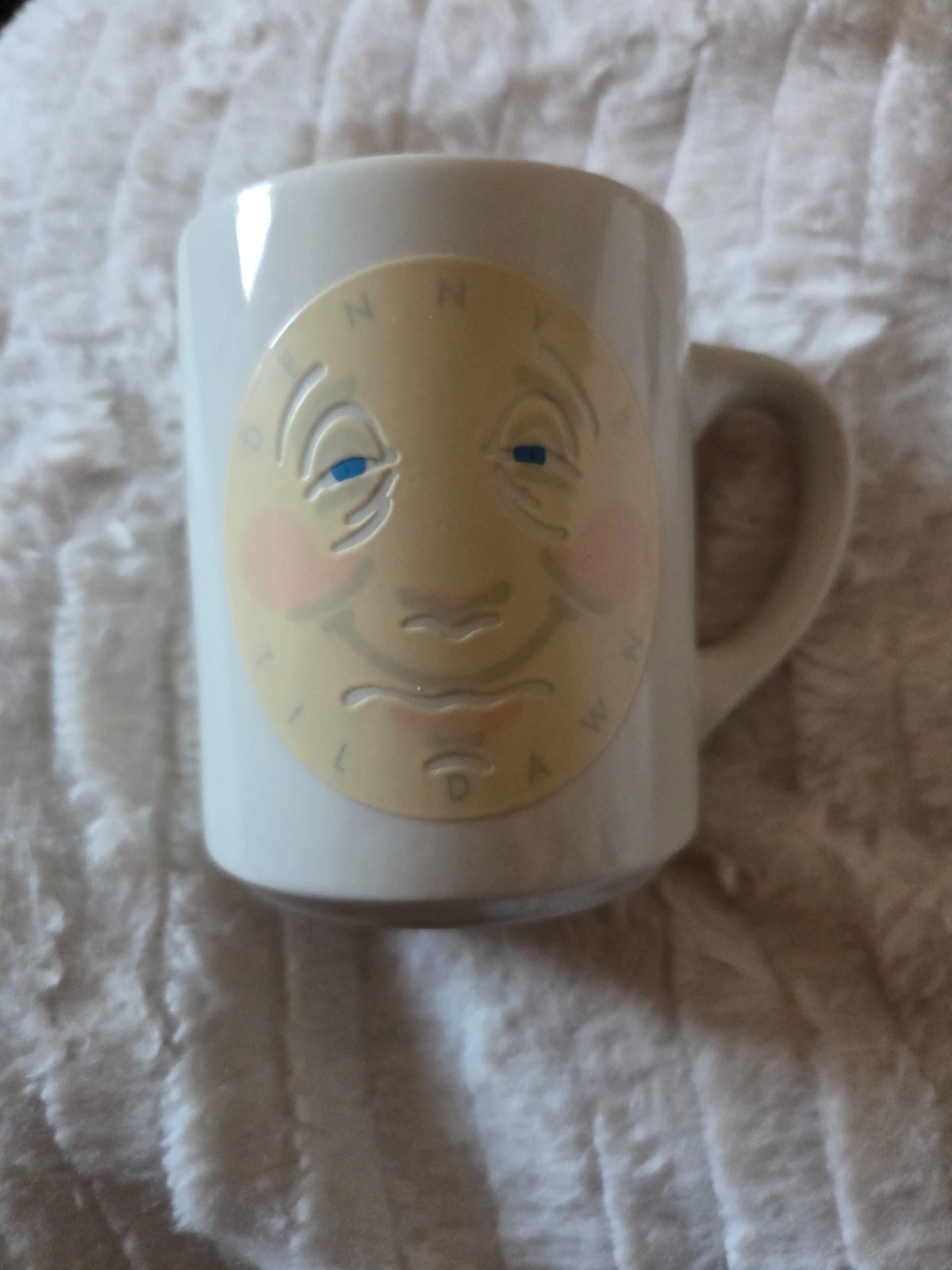 Vintage Denny's Restaurant Til Dawn Moon Face Heat Activated Ceramic Mug Coffee
