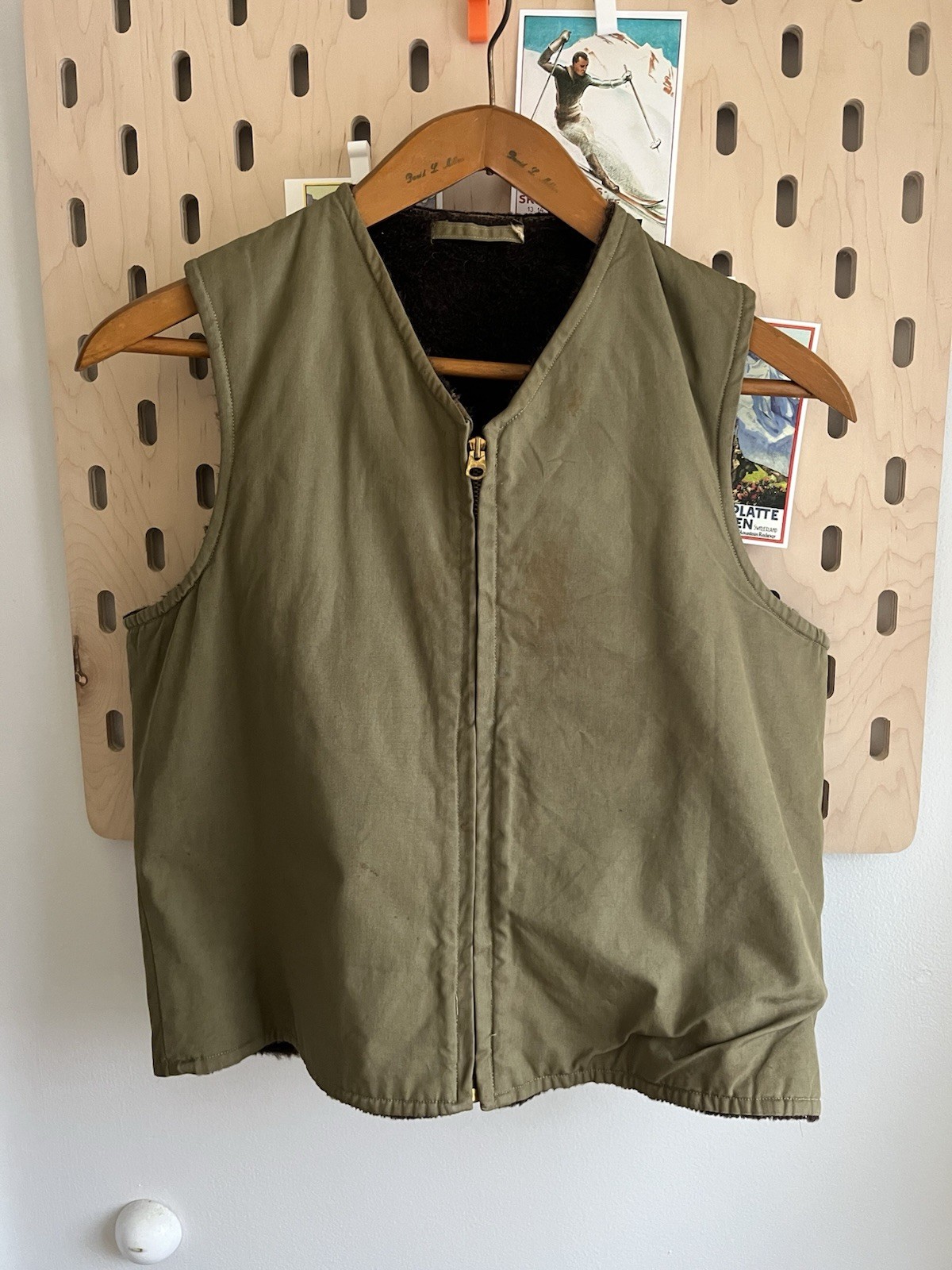 Vintage 1940s WWII U.S.N Alpaca Lined Vest Jacket size 38 Army Military Usmc