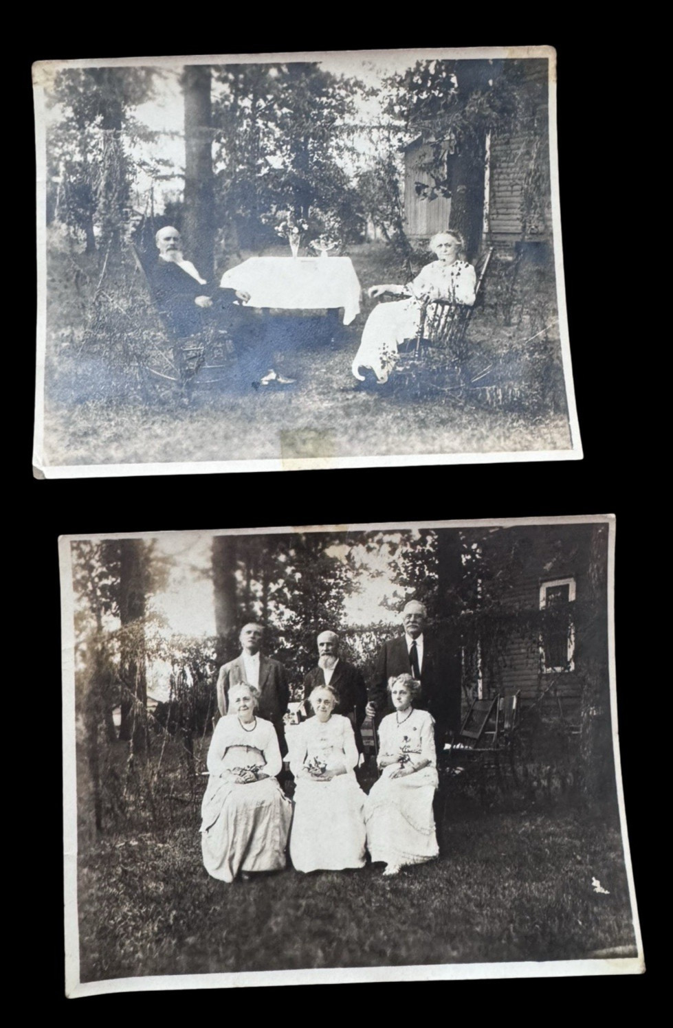 Lot 2 ID\'d Antique Family Photos Outdoor Group Portraits Genealogy Interest