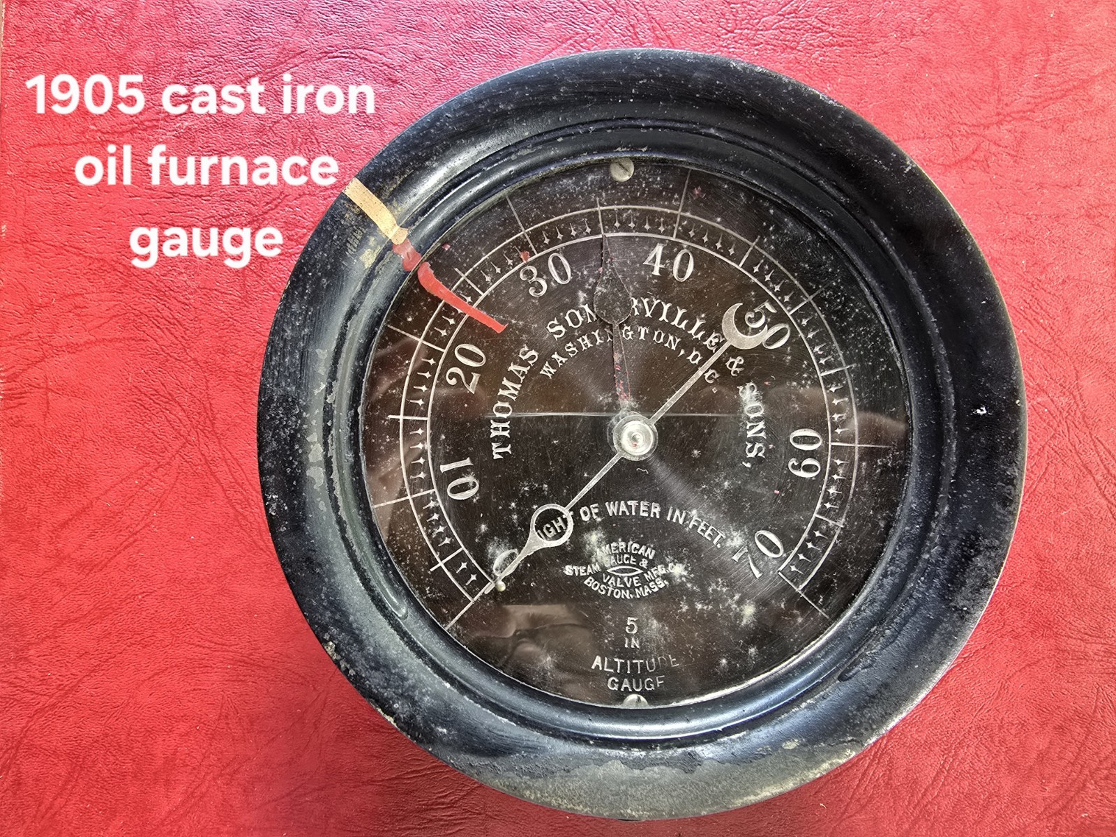 American Steam Gauge & Valve MFG Co C1905 Antique Cast Iron Oil Furnace Dial American Steam Gauge & Valve MFG Co C1905 Antique Cast Iron Oil Furnace Dial