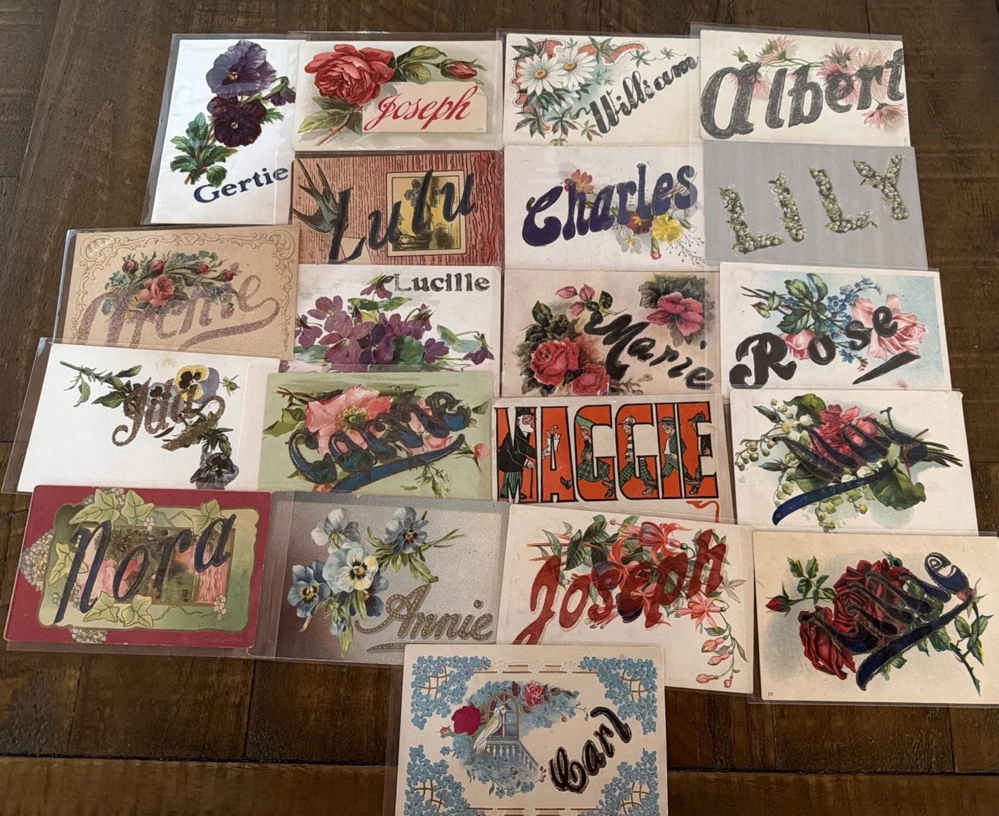 Lot of 20~Large Letter~First Names~Vintage Name~Antique Greetings~Postcards~s610