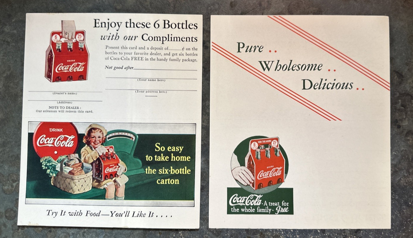 Lot of 3 Vintage Coca Cola Advertising Carton Insert Coupon for FREE COKE