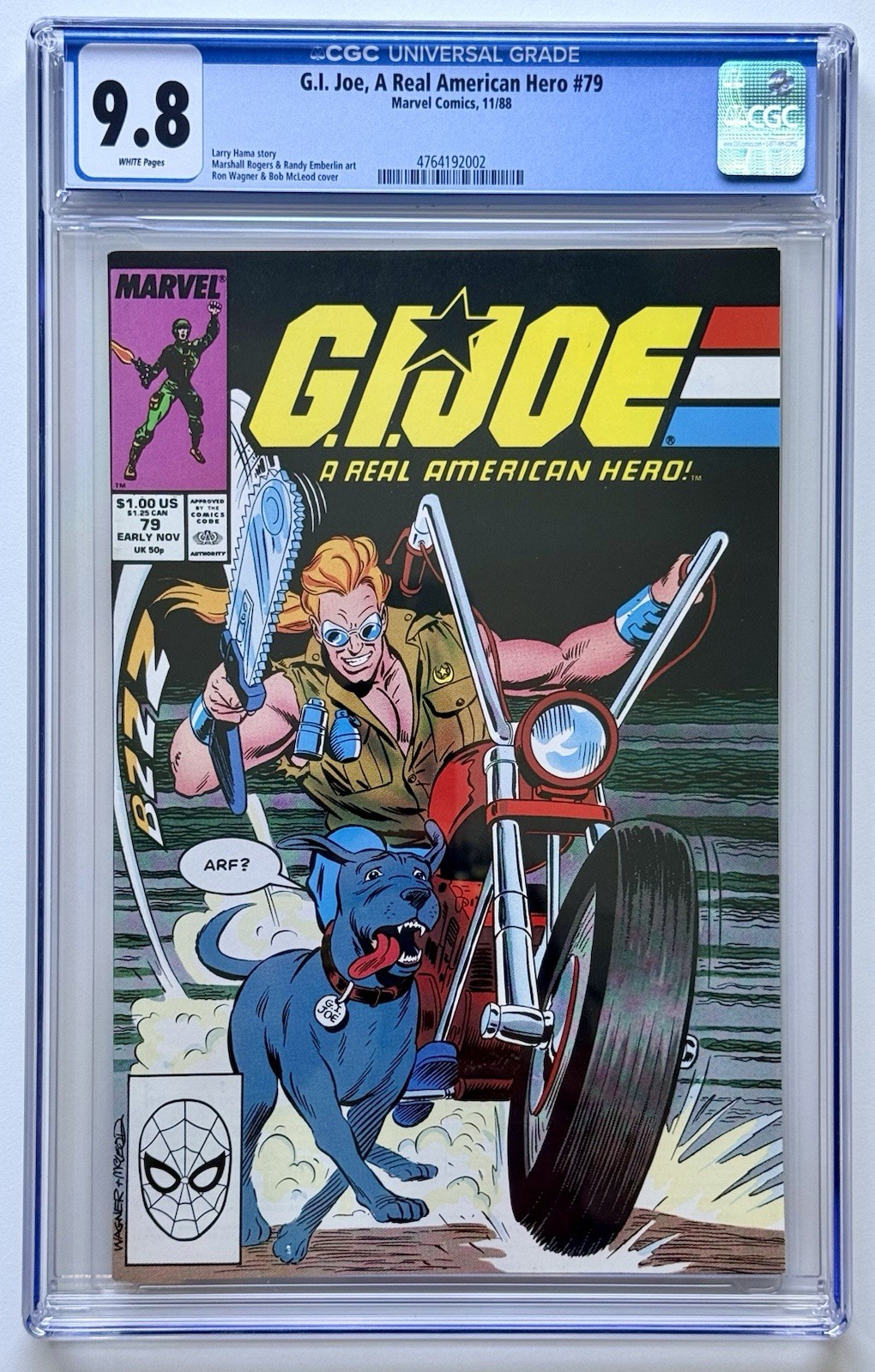 G.I. JOE  #79 ◉ CGC 9.8 * ROAD DOG COVER * Marvel 1988 * NEW CASE  👀