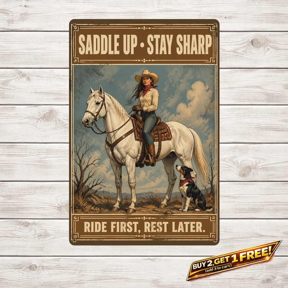 Ride Horses Cowgirl Quote Tin Sign Retro Equestrian Metal Wall Art 8x12