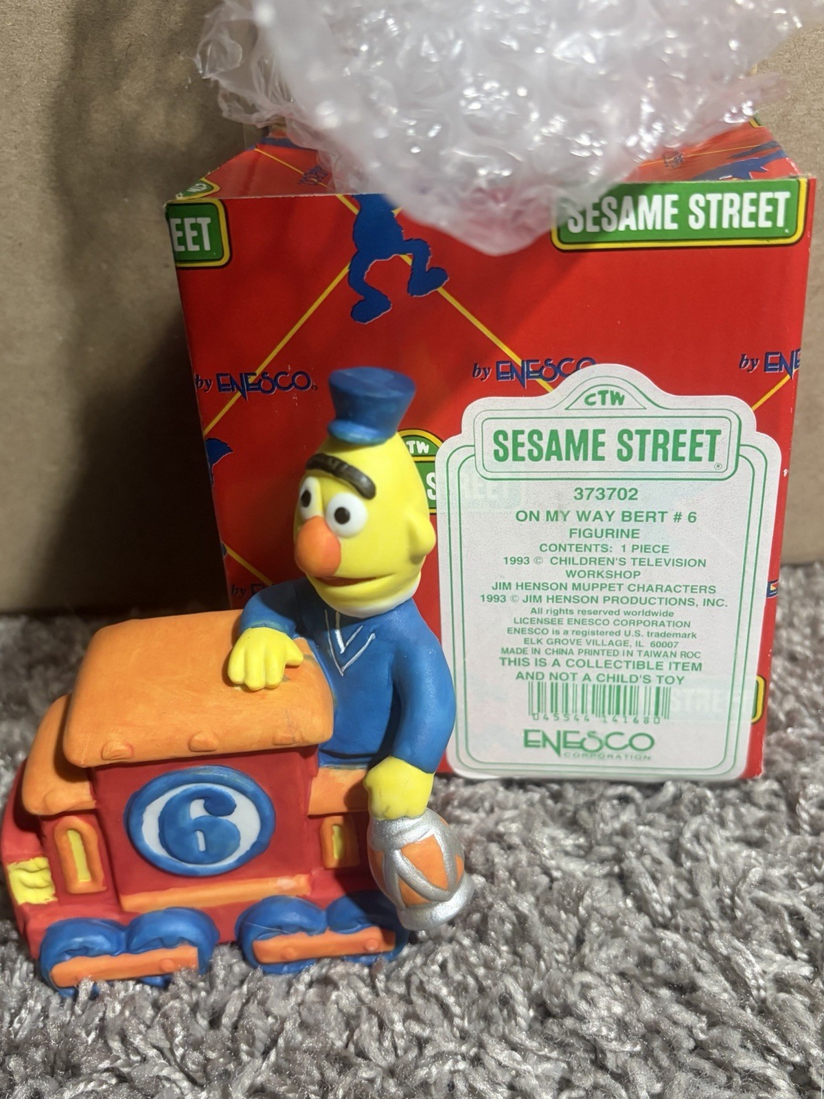 1993 Enesco Sesame Street Bert Train Figurine #6 On My Way w Box