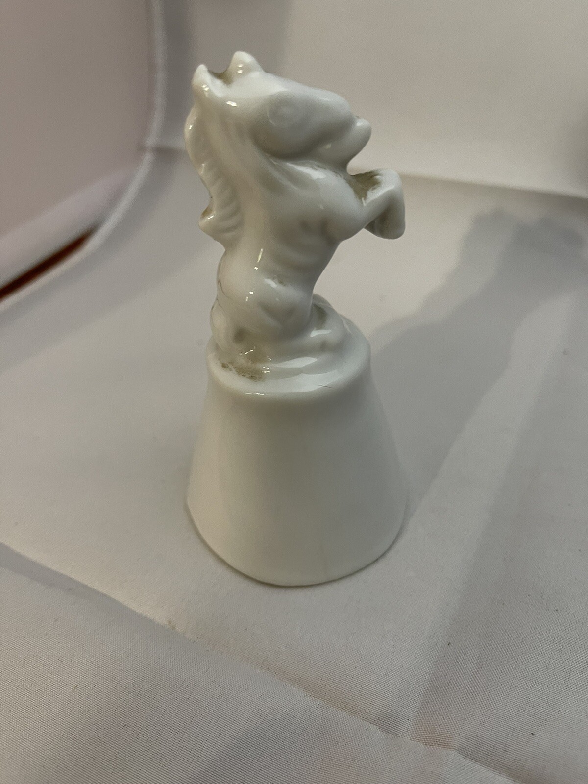 VINTAGE White PORCELAIN HORSE FIGURE BELL