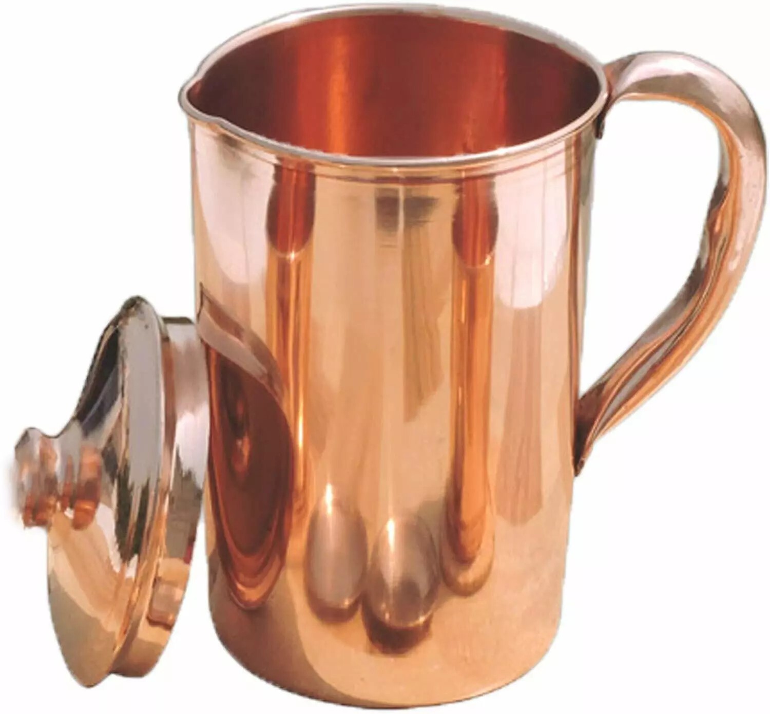 Pure Copper Smooth Water Jug/Copper Pitcher for Ayurveda Health Benefit