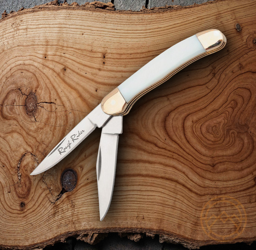 Rough Ryder Tiny Copperhead Pocket Knife Stainless Blades Mother Of Pearl Handle