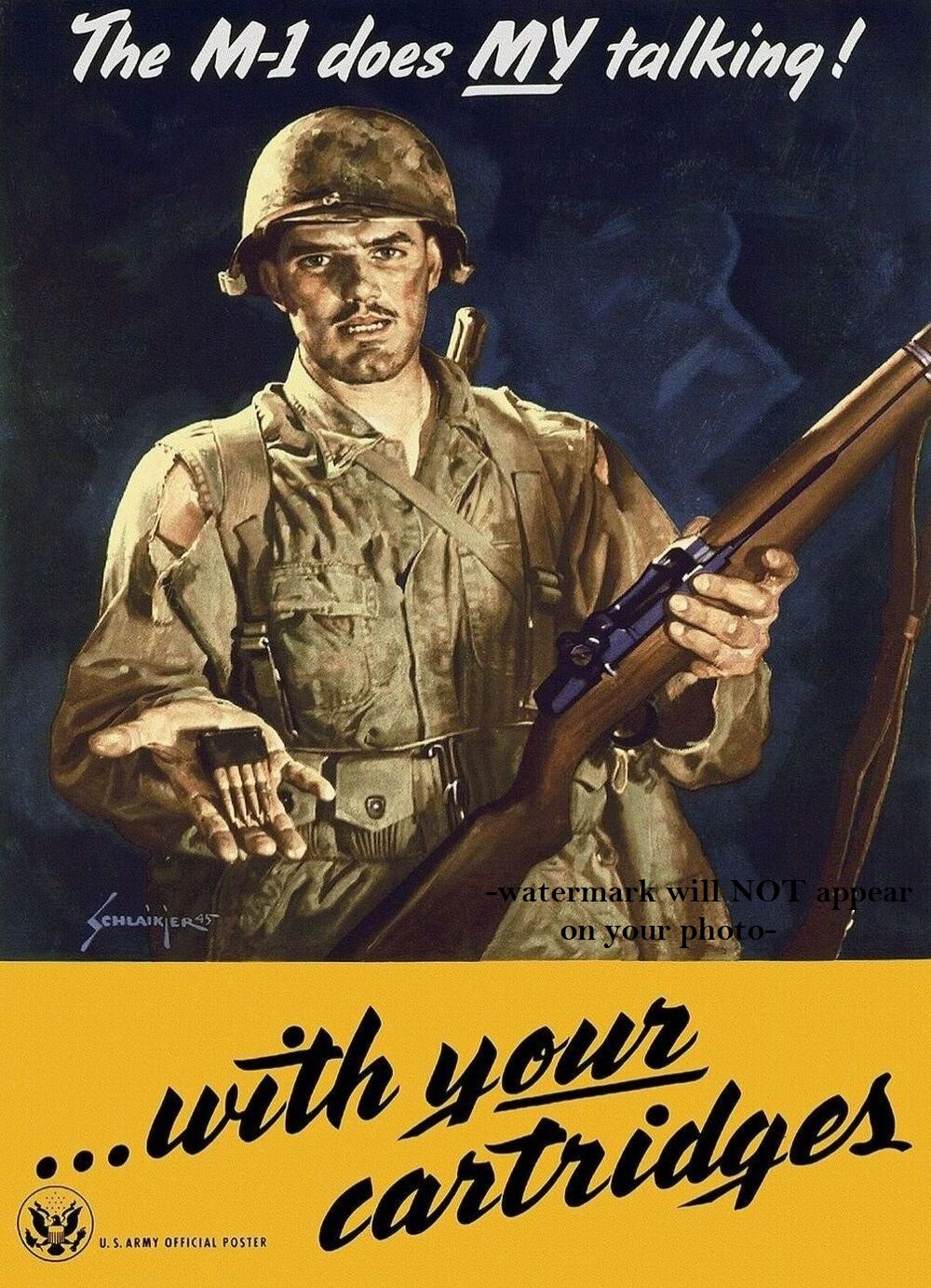 World War 2 US Army Recruiting Poster PHOTO M-1 Rifle Propaganda WWII US M1 World War 2 US Army Recruiting Poster PHOTO M-1 Rifle Propaganda WWII US M1