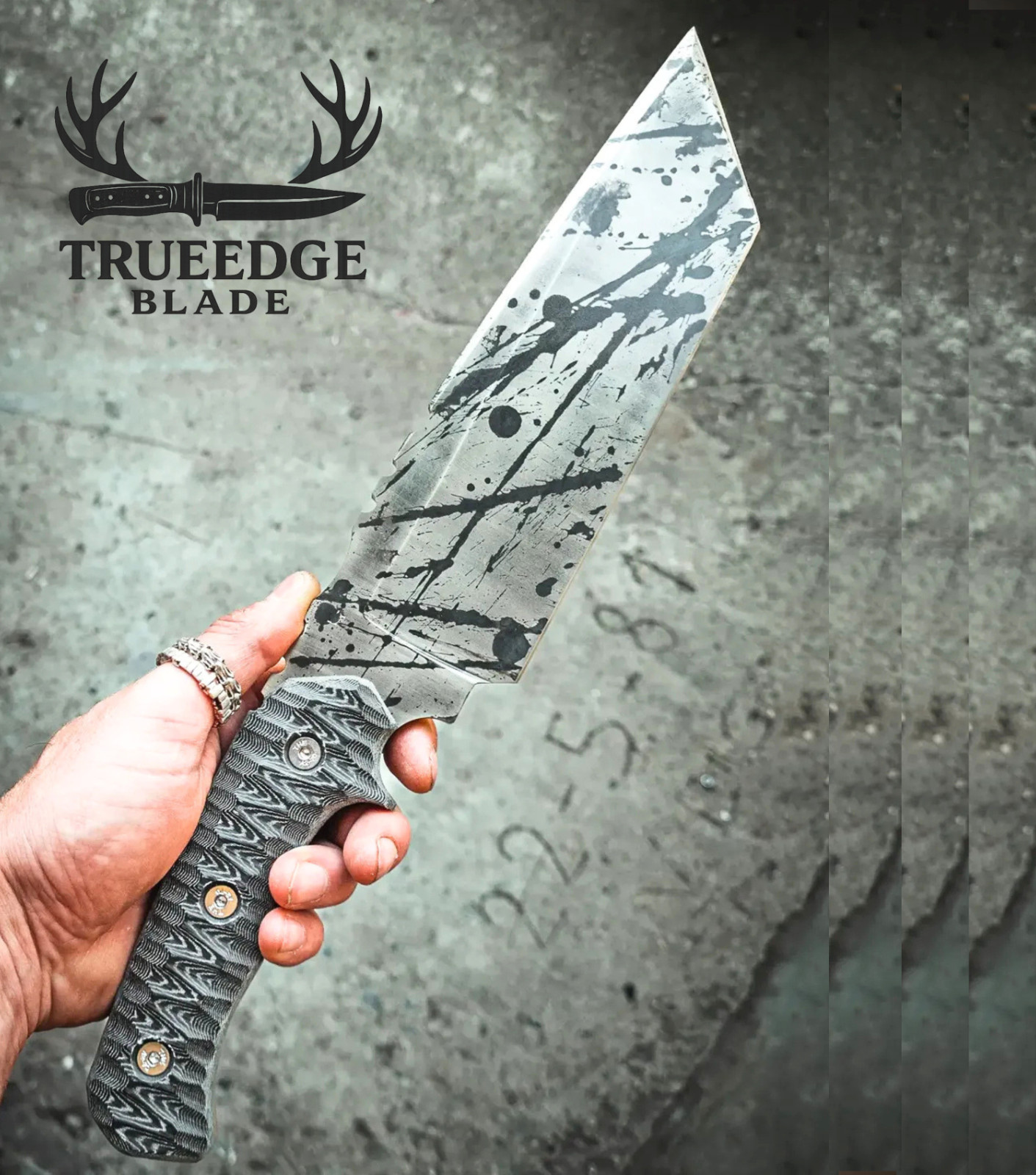 Handcrafted T-Rex BlackBlood Lynx Edition | D2 Steel & Gray Micarta Handle
