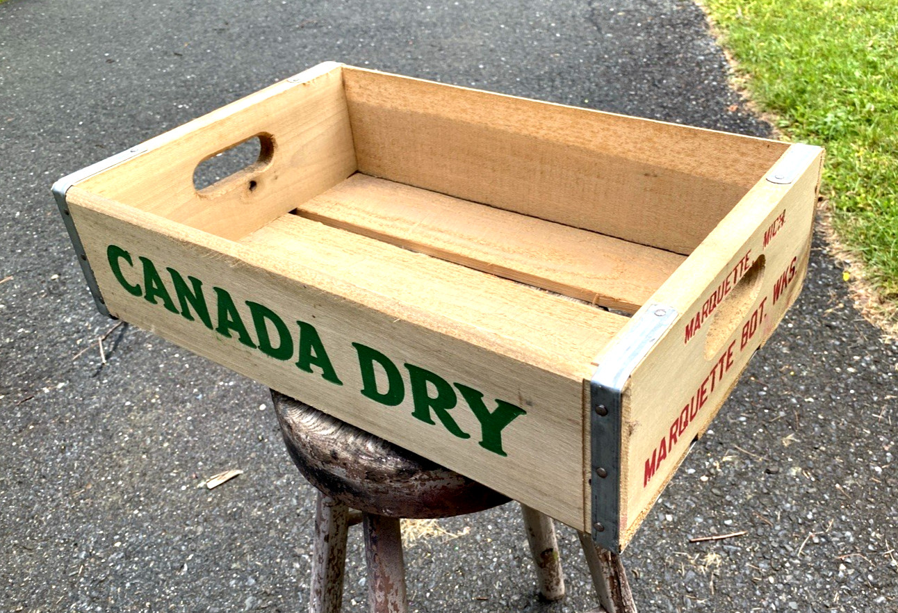 Vintage  Wood Wooden Soda Crate, Box  Signed Pepsi & Canada Dry