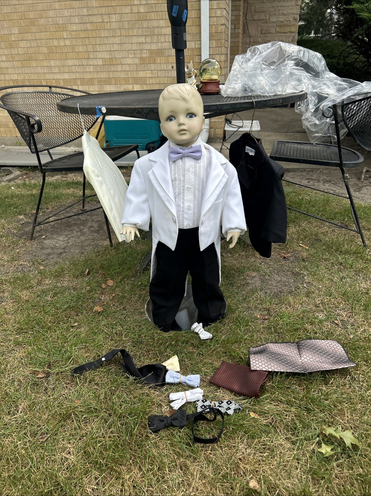 Vintage Tuxedo Shop Child Mannequin With Extras And Stand See Photos Vintage Tuxedo Shop Child Mannequin With Extras And Stand See Photos