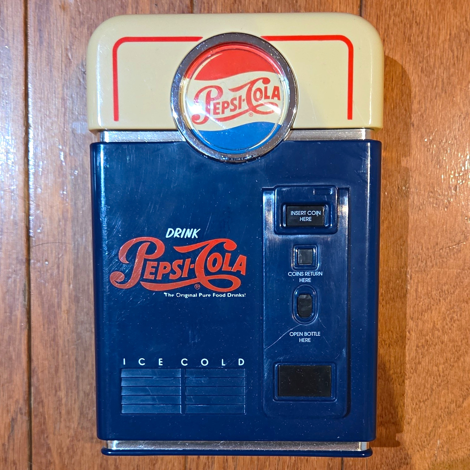 Pepsi Vending Machine Coin Bank 1993 Soda Theme Blue Beige Red White