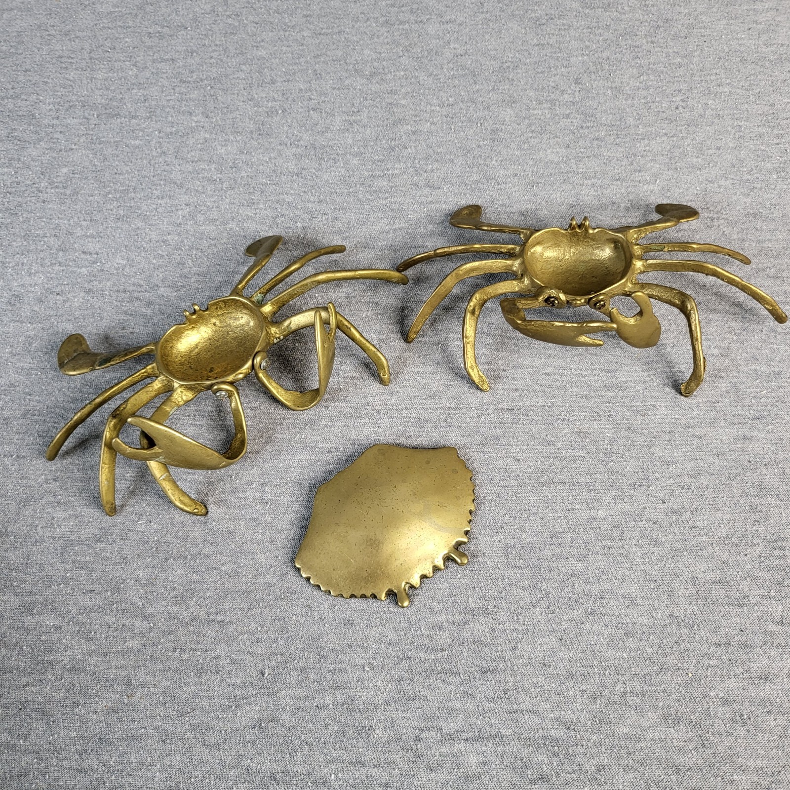 Vintage Brass Crab Figurines Pair 6.5