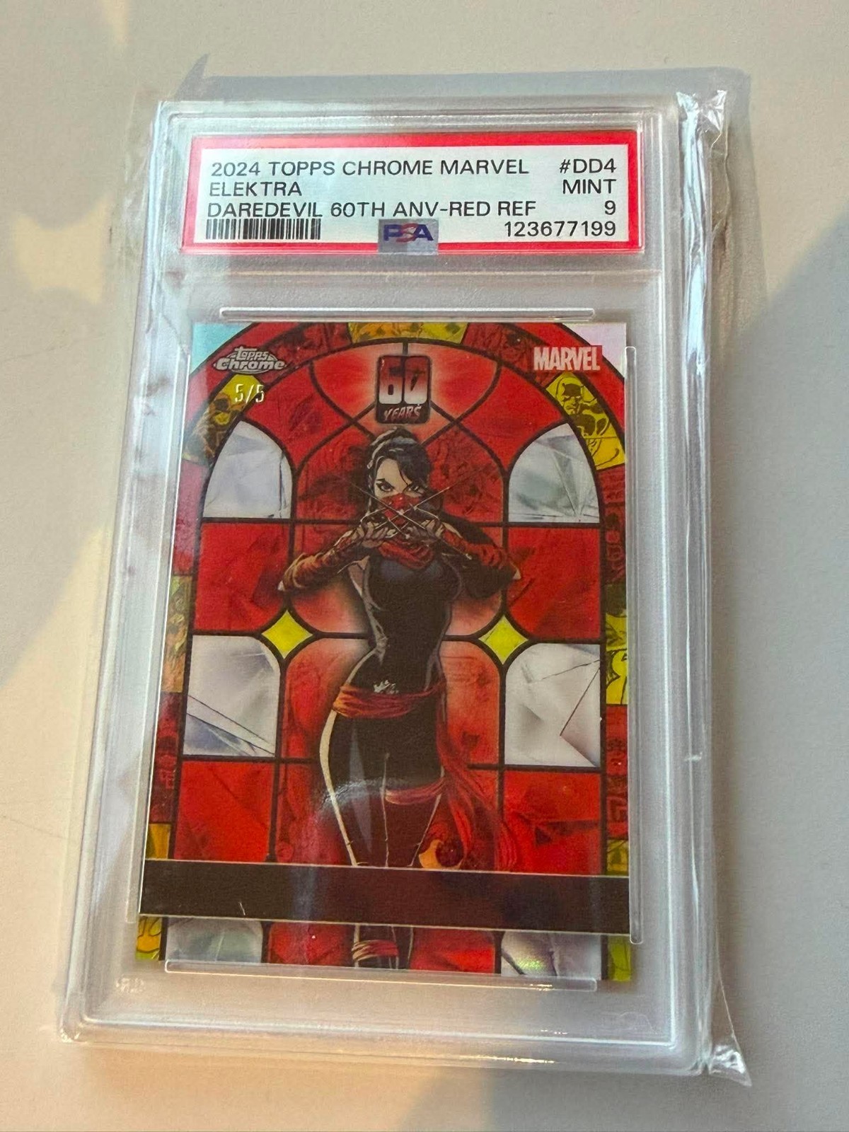 Topps Chrome Marvel 2024 Elektra PSA9 Daredevil 60th anv-ed ref Topps Chrome Marvel 2024 Elektra PSA9 Daredevil 60th anv-ed ref