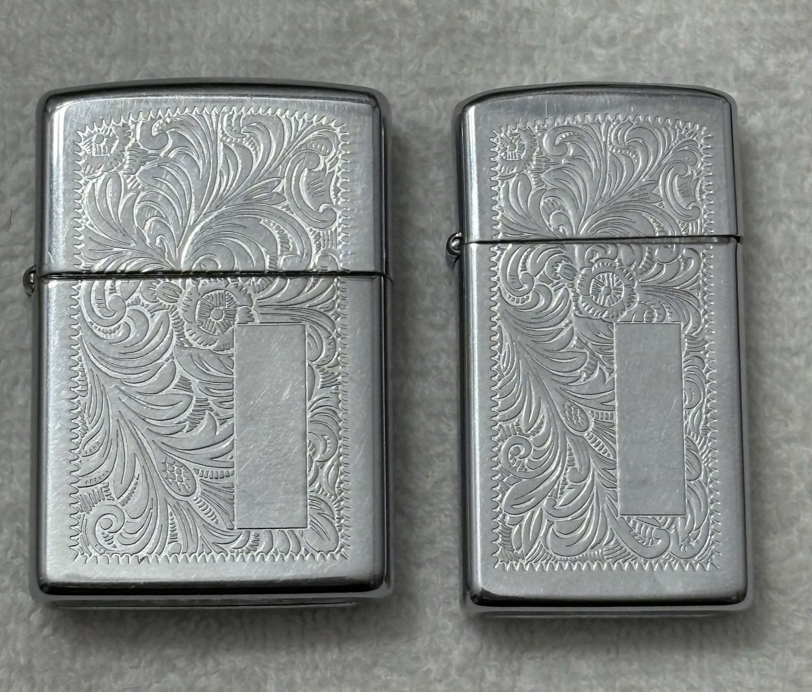 2 Matching His & Hers Vintage (1993) Ornate Zippo Lighters Ready To Engrave
