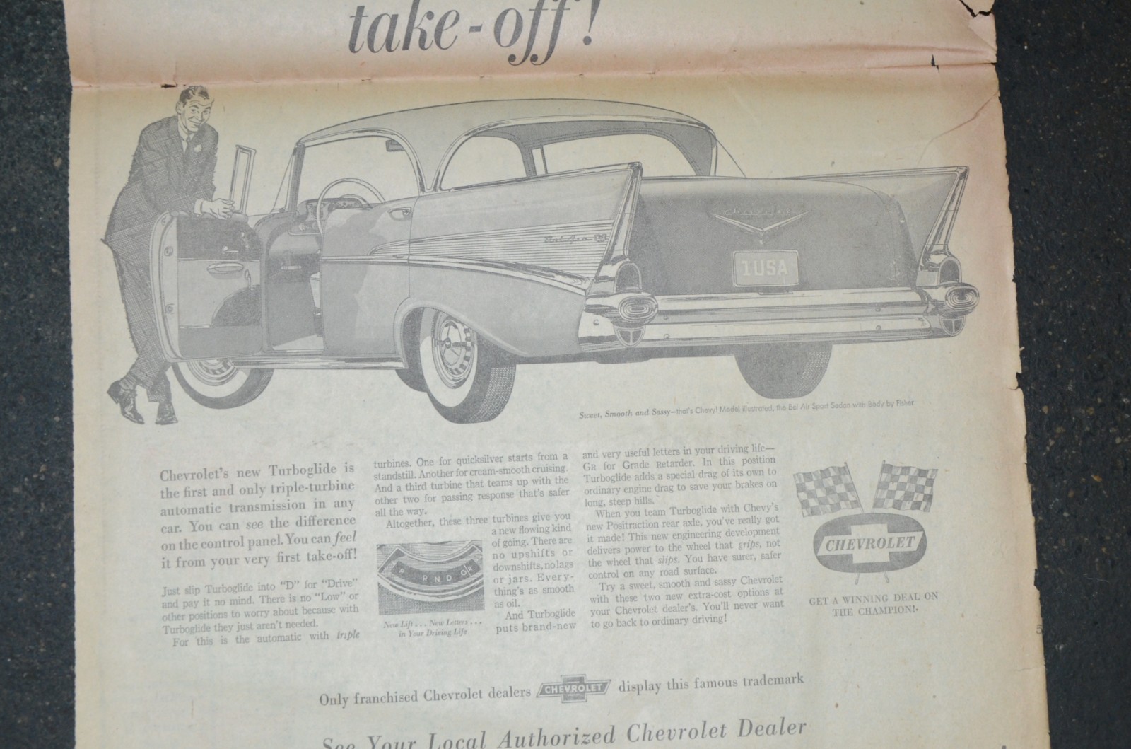 1957 Chevy Bel Air 1/2 Page Newspaper Print Ad