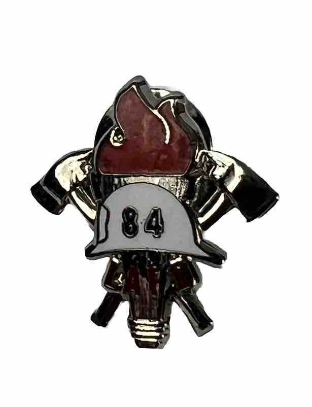 Los Angeles Fire Department LAFD 84 Hat Lapel Pin Axe Flame Helmet Silver Tone