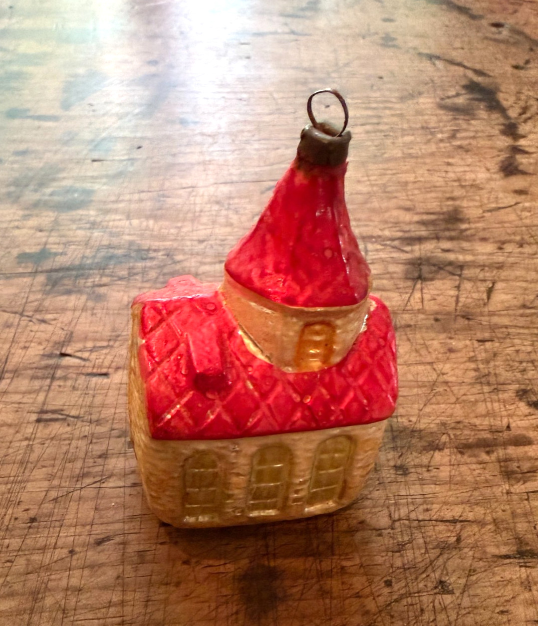 Antique 1920's German Mercury Glass Church Christmas Ornament, ships FREE