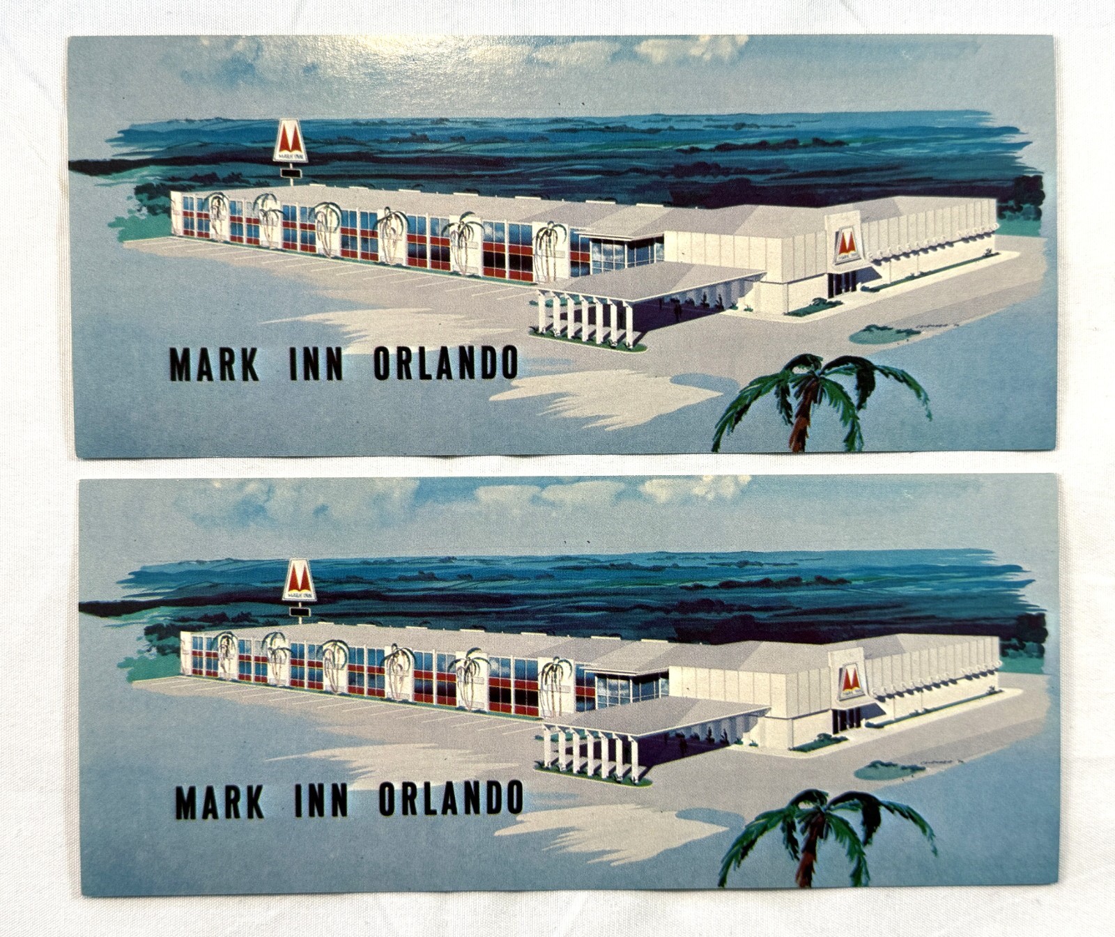 MARK INN NORTH ORLANDO BEST WESTERN POSTCARD OVERSIZED PANORAMIC VINTAGE SET 2