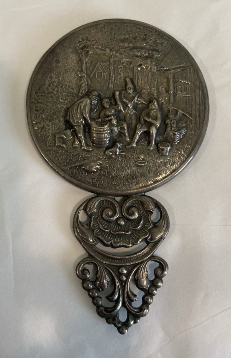 Vintage Denmark Hans Jensen Makeup Purse Mirror Small Hand Mirror Silverplate