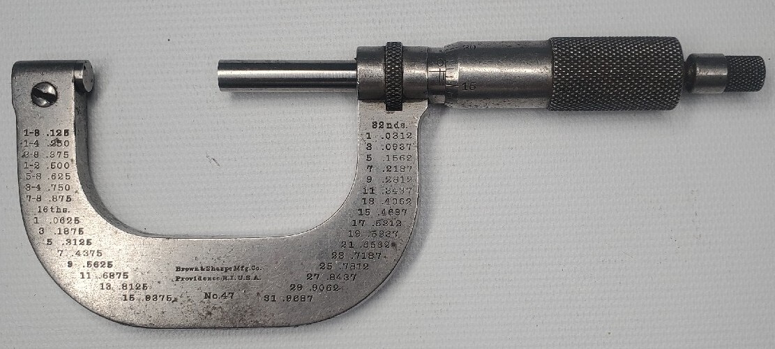 VINTAGE BROWN SHARPE NO 47 MICROMETER 1-2